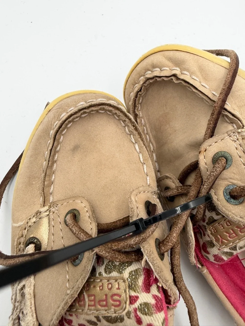 Sperry Toddler Girls 10.5 Tan Leopard Cheetah Moccasin Boat Shoes Pink Lining